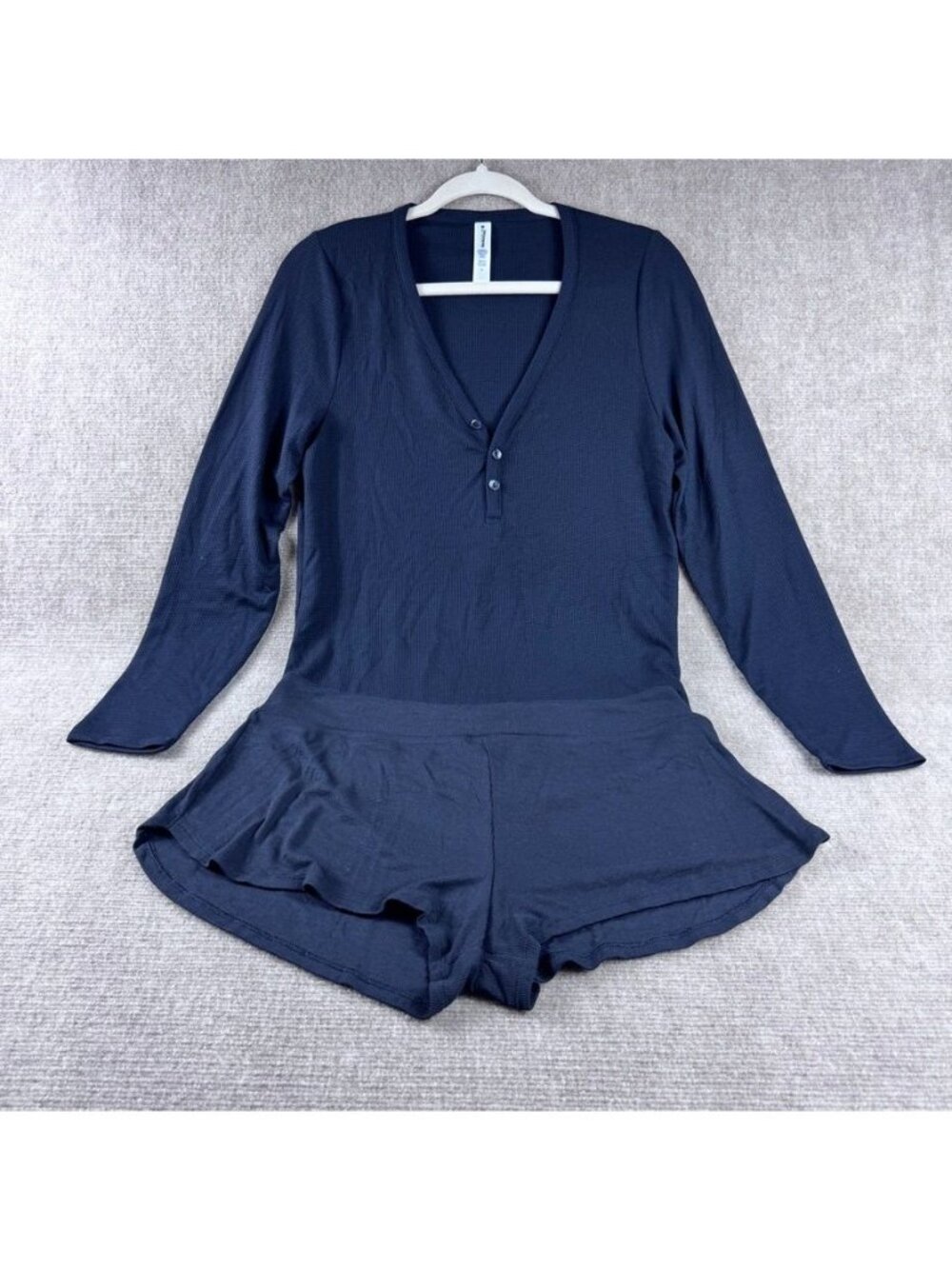 Athleta Pajama Set Medium Wind Down Sleep Top Well Rested Rib Shorts Loungewear